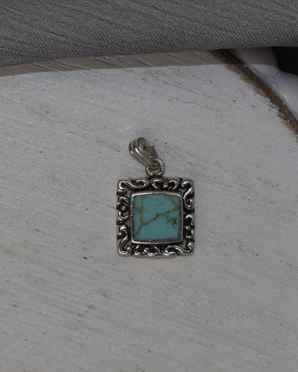 Vintage Sterling Silver Turquoise Pendant 1.4G / 0.6in